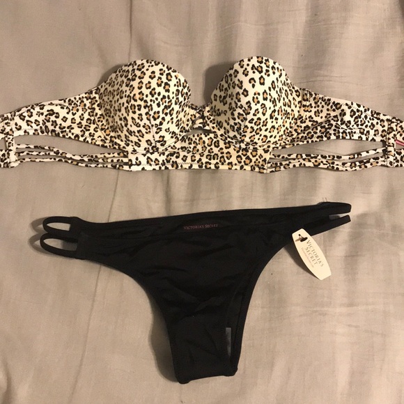 Victoria's Secret Other - Victoria’s Secret Cheetah Bandeau & Black Bottom
